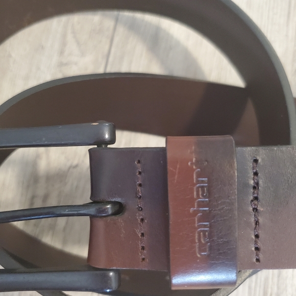 brown leather Carhartt belt pewter buckle size 3XL high quality adjustable - Picture 4 of 12